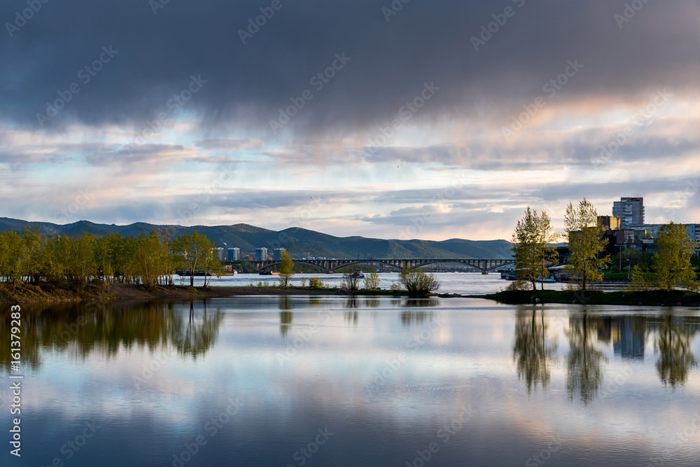 Evening on the Yenisei River in Krasnoyarsk