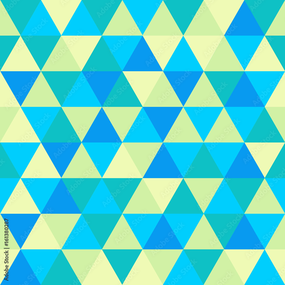 Abstract geometric triangle seamless pattern, green and blue colors Abstract geometric triangle seamless pattern, green and blue colors