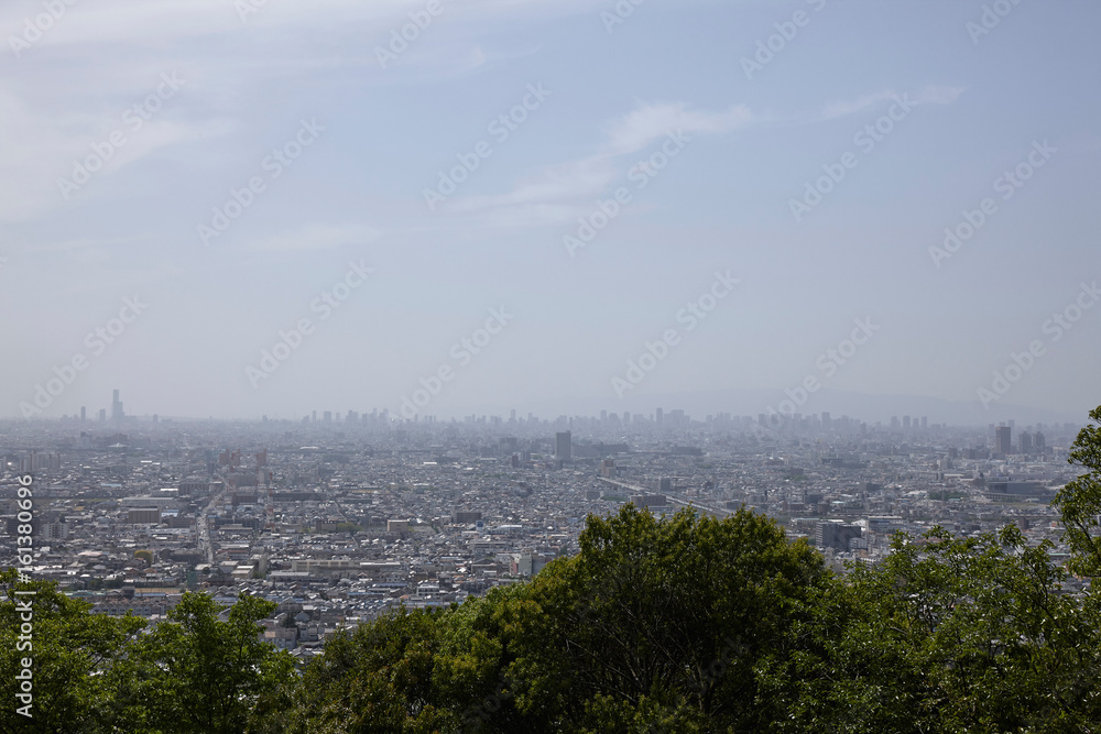 生駒山系からの大阪の眺望