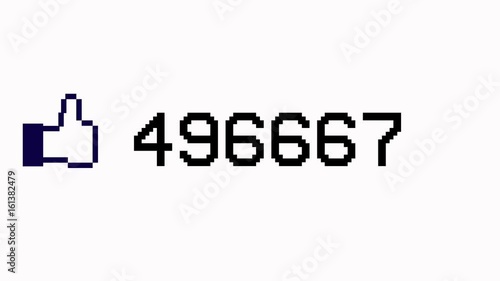 Animated counter quickly increasing to 1 million likes. White background, 4K, PAL 25 fps