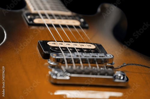 Brown electric guitar detail