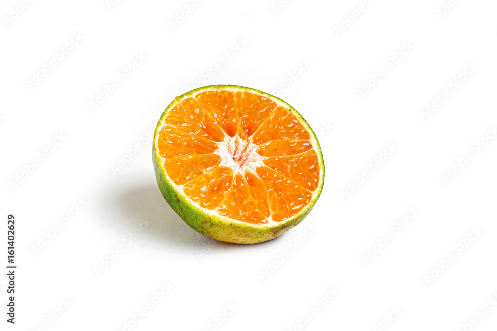 Slice half orange fruit on white background Slice half orange fruit on white background