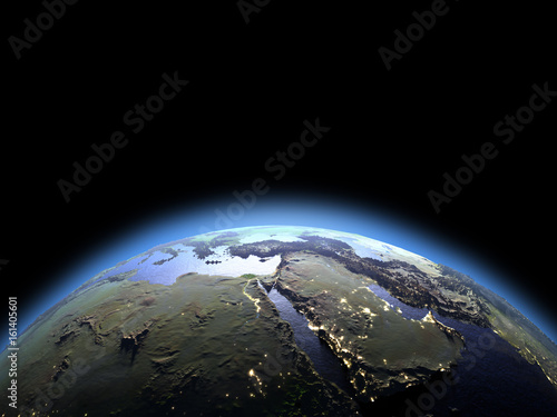 Fototapeta Naklejka Na Ścianę i Meble -  Middle East from space at dawn