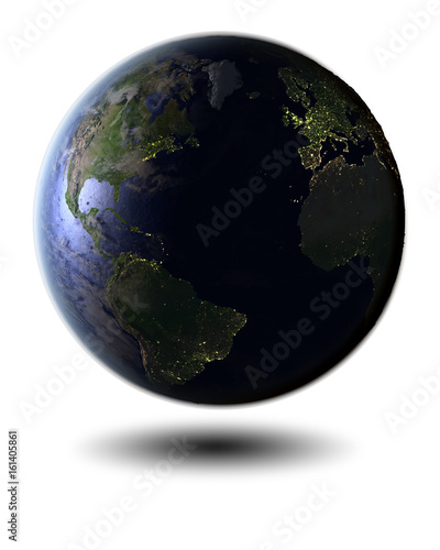 Northern Hemisphere on night globe