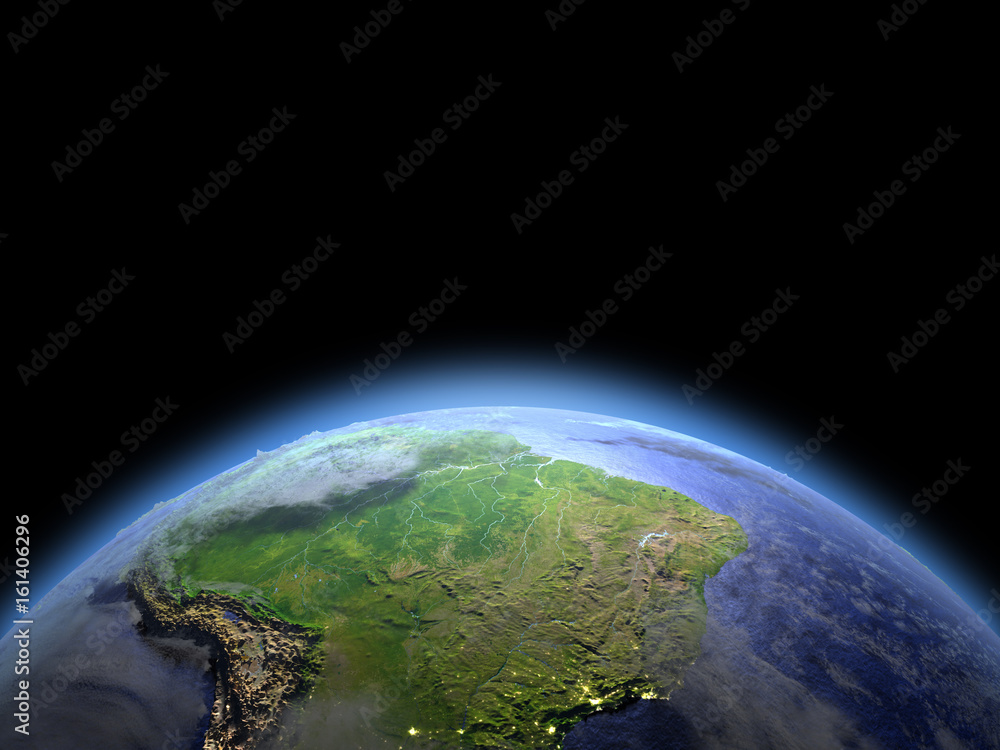 South America from space at dawn South America from space at dawn