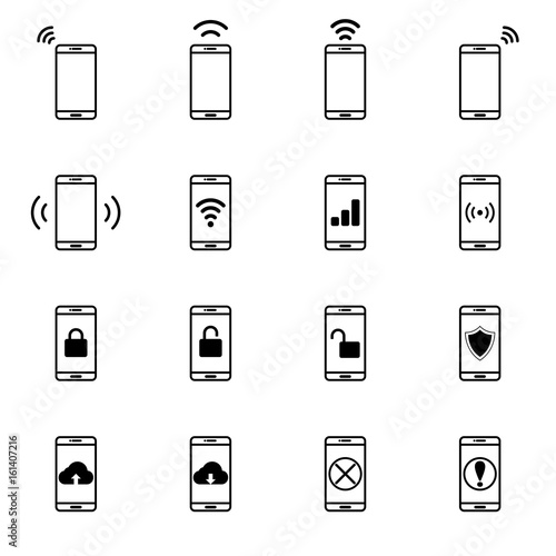 Set of Mobile Network Line Icon