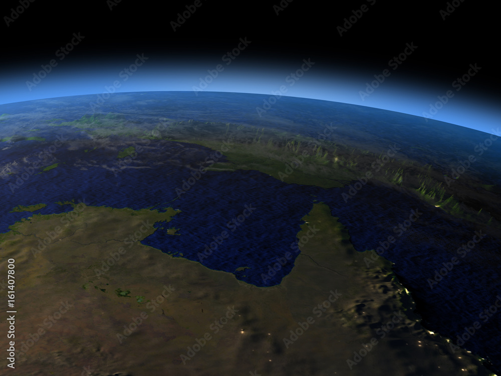Fototapeta premium Northern Australia from space in evening