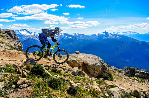 Print op canvas Whistler Mountain Bike Park, BC, Canada - Top of the wolrd trail, July 2016