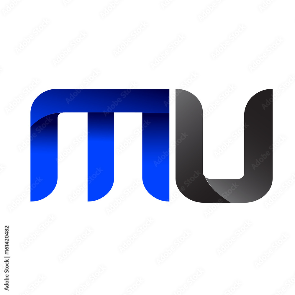 Modern Simple Initial Logo Vector Blue Grey mu Modern Simple Initial Logo Vector Blue Grey mu