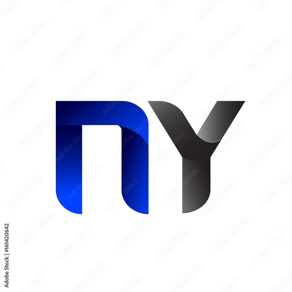 Modern Simple Initial Logo Vector Blue Grey ny Modern Simple Initial Logo Vector Blue Grey ny