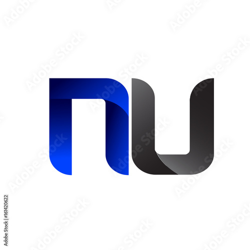 Modern Simple Initial Logo Vector Blue Grey  nu