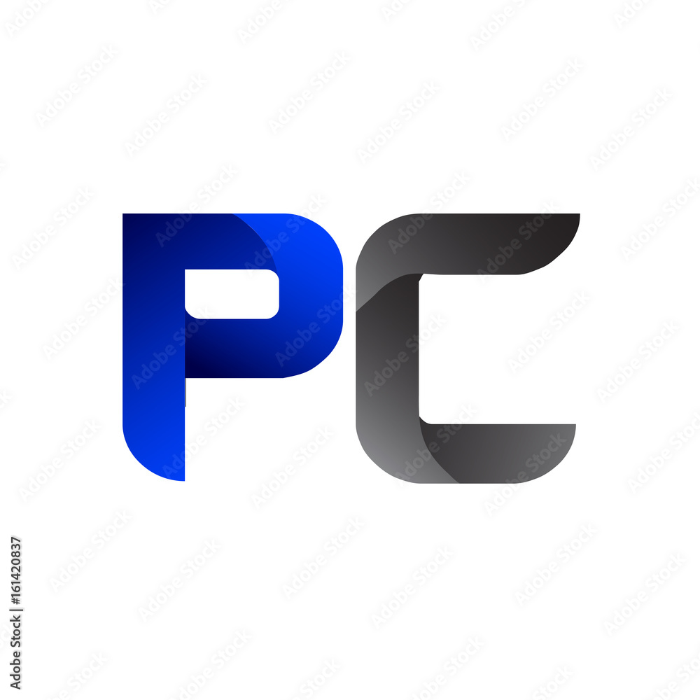 Modern Simple Initial Logo Vector Blue Grey pc Modern Simple Initial Logo Vector Blue Grey pc