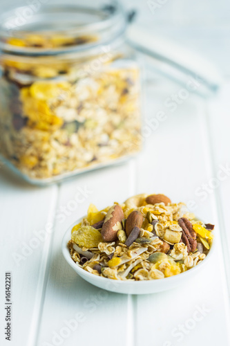 Tasty homemade muesli with nuts. © Jiri Hera