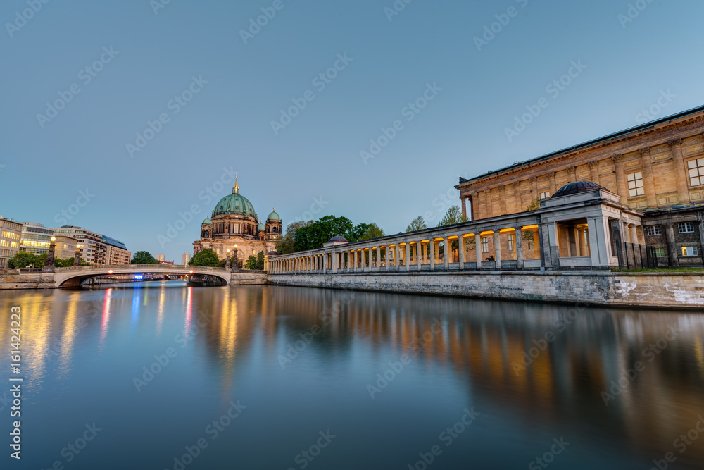 Museum Island and cathedral in Berlin at dusk