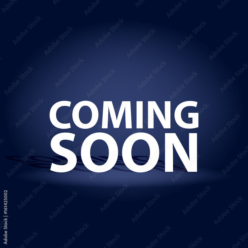 Coming Soon dark realistic poster. Promotion flyer template vector illustration