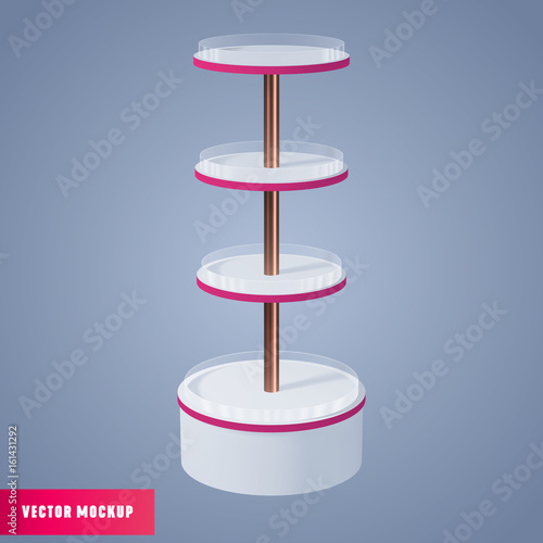 Flooring Merchandising Supermarket Creative Wine Bottle Displays. Round duty store Shelves, vector 3D mockup