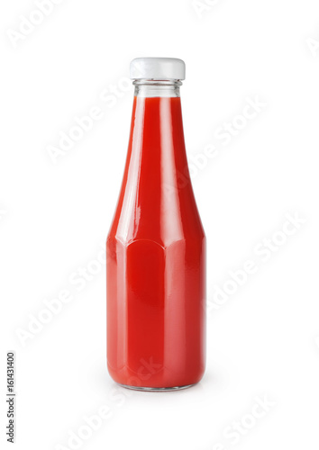 Bottle with ketchup isolated on white background.