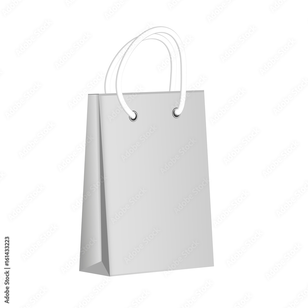 White paper package on a white background. Blank paper bag . Mock up. 3d White paper package on a white background. Blank paper bag . Mock up. 3d