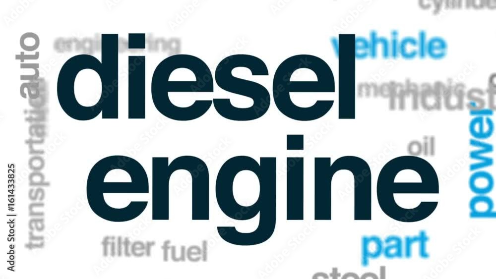 Diesel engine animated word cloud, text design animation. Diesel engine animated word cloud, text design animation.