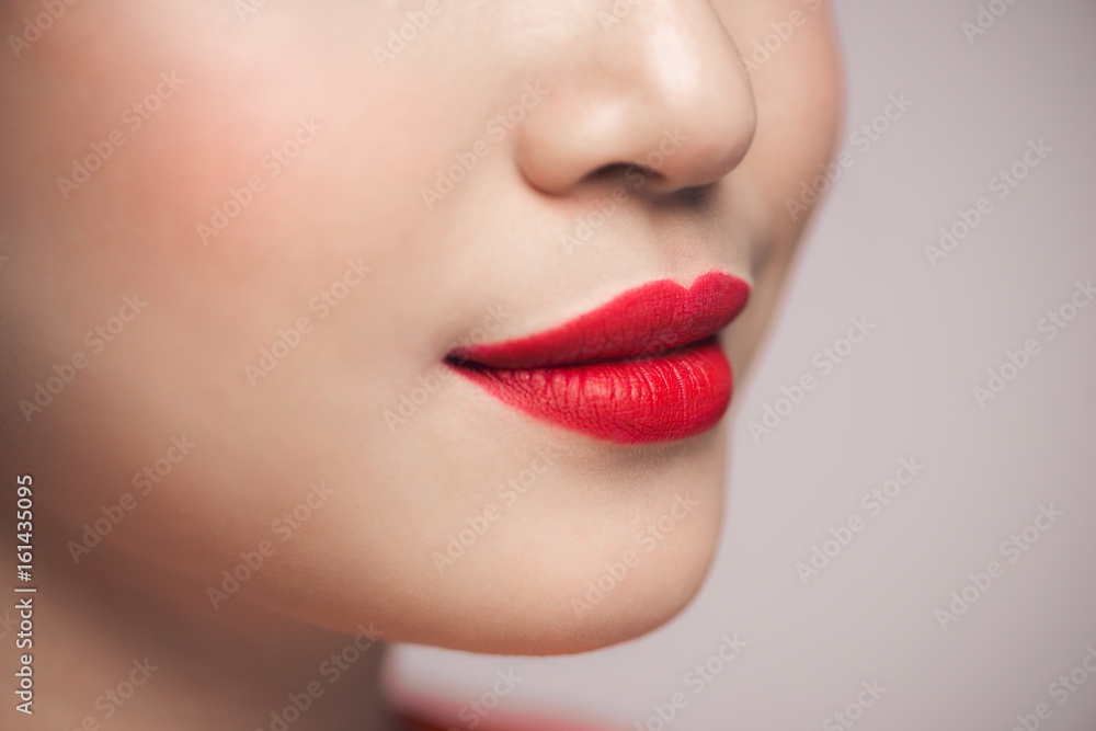 Red Sexy Lips closeup. Make up concept. Beautiful Perfect Lips. Red Sexy Lips closeup. Make up concept. Beautiful Perfect Lips.