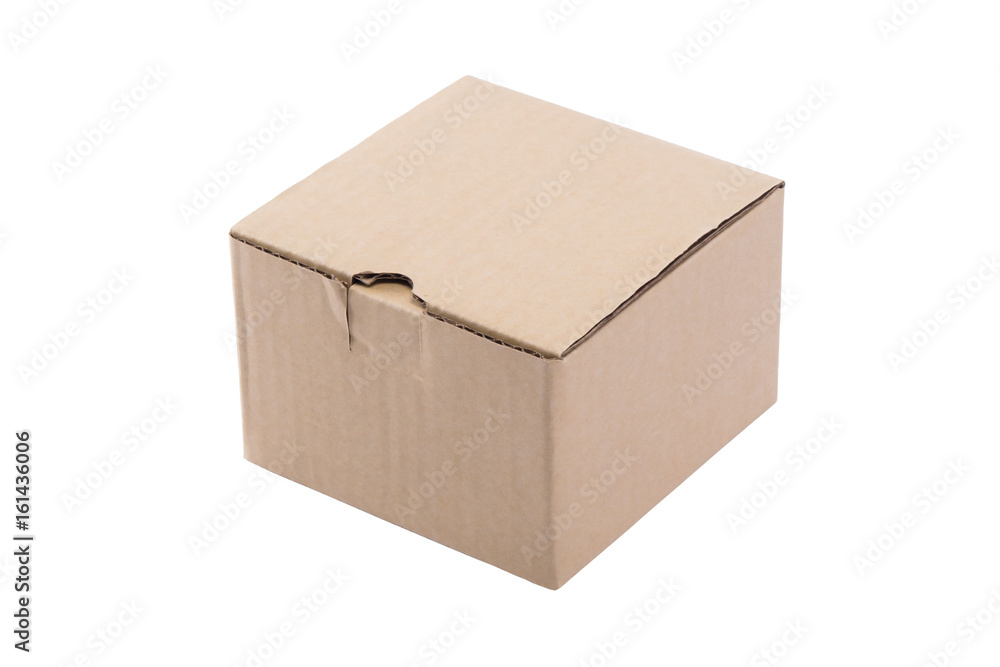 Cardboard square packing box, on a white background Cardboard square packing box, on a white background
