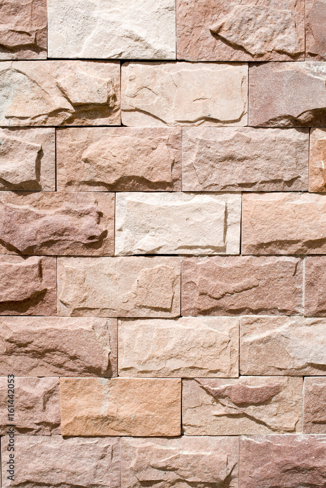 New red stone wall closeup