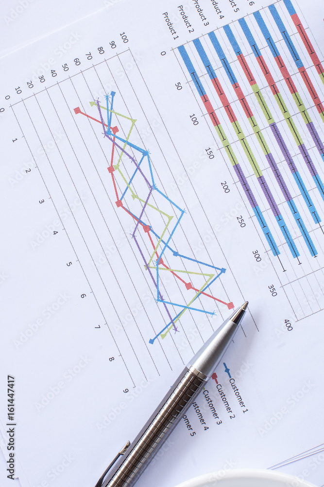 Showing business and financial report. Business finances and accounting concept Showing business and financial report. Business finances and accounting concept