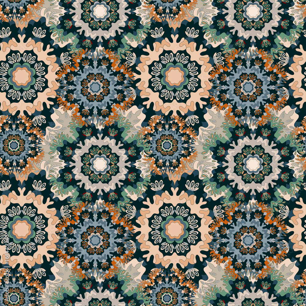 Colored mandala seamless pattern