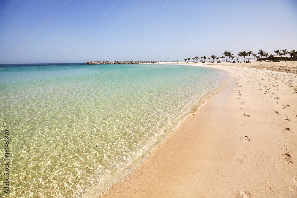 Beach with crystal clear water, UAE Beach with crystal clear water, UAE