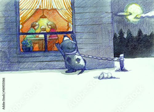 Obraz na plátně Lonely Dog illustration
