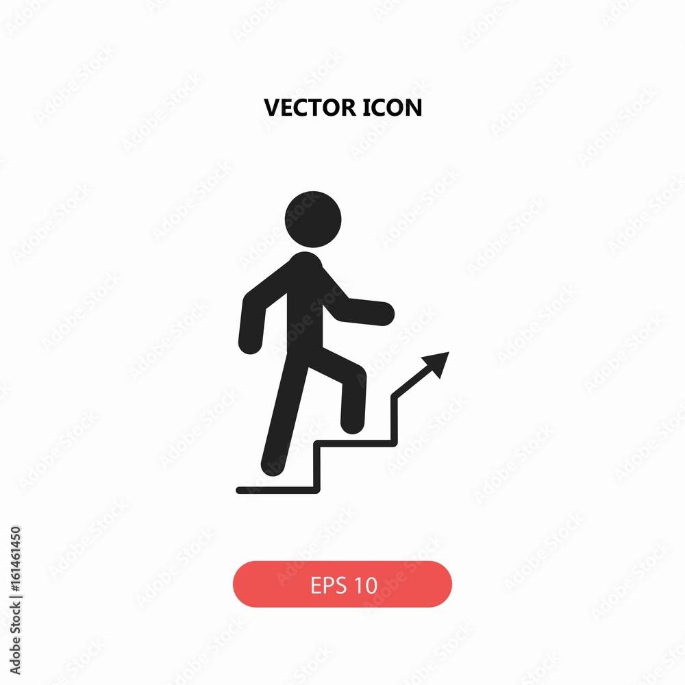 man climbing stairs vector icon