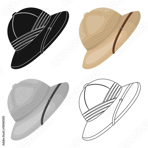 Cork hat from the sun.African safari single icon in cartoon style vector symbol stock illustration web.