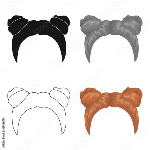 Red with two bobbins.Back hairstyle single icon in cartoon style vector symbol stock illustration web.