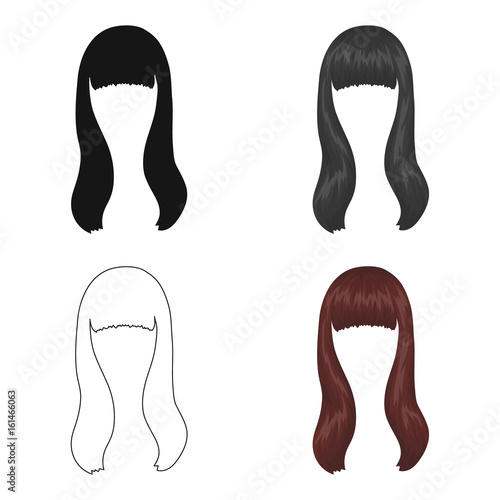 Dark long.Back hairstyle single icon in cartoon style vector symbol stock illustration web.