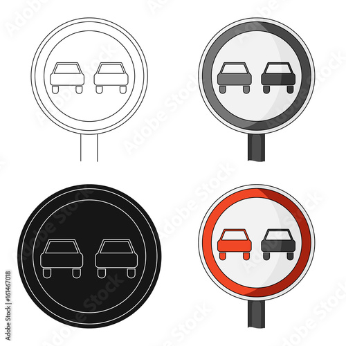 Road sign overtaking is prohibited .Car single icon in cartoon style vector symbol stock illustration web.