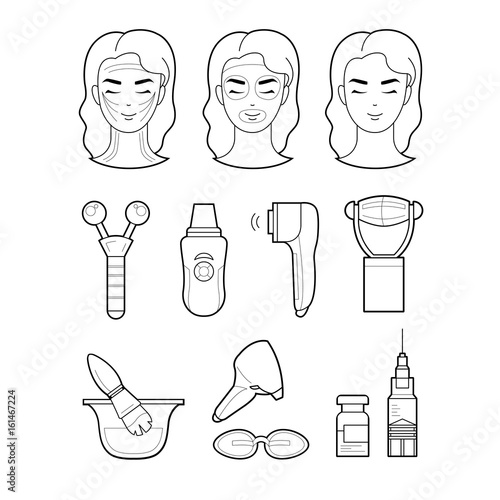 Services cosmetology set icons illustration lines