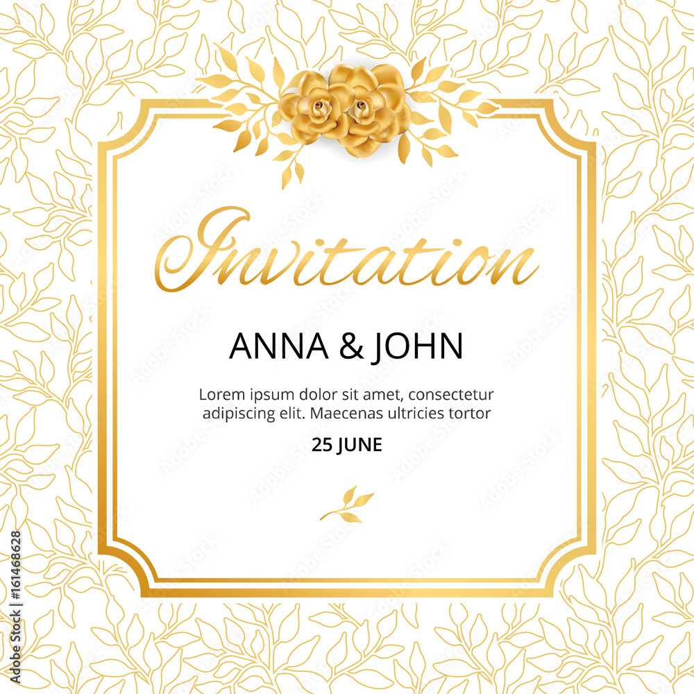 Gold Flower wedding invitation