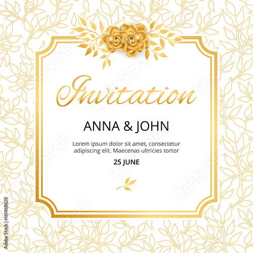 Gold Flower wedding invitation