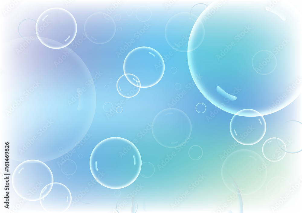 Blue and white bubbles vector background