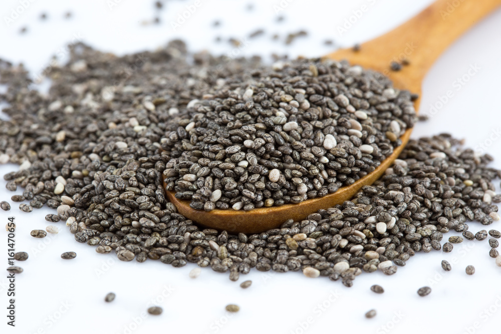 raw organic black chia seeds, close-up image raw organic black chia seeds, close-up image