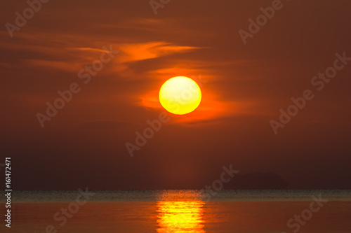 Sunset sky on the lake in south of Thailand., un-focus image. © noppharat