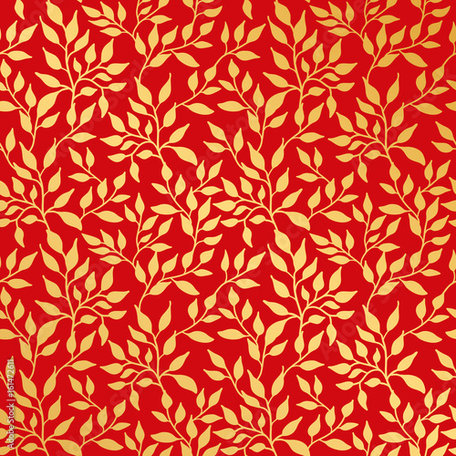 Flowers leaf gold seamless pattern