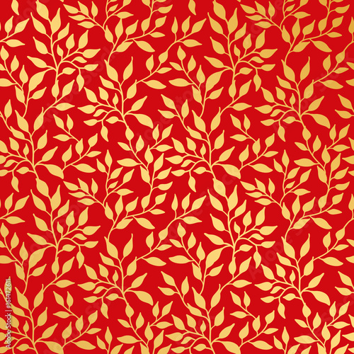 Wallpaper Mural Flowers leaf gold seamless pattern Torontodigital.ca