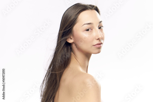 Woman with clean skin, woman background, woman on isolated background