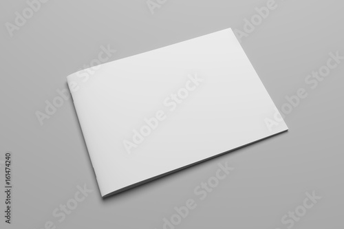 Blank 3D rendering brochure magazine on gray with clipping path No. 8