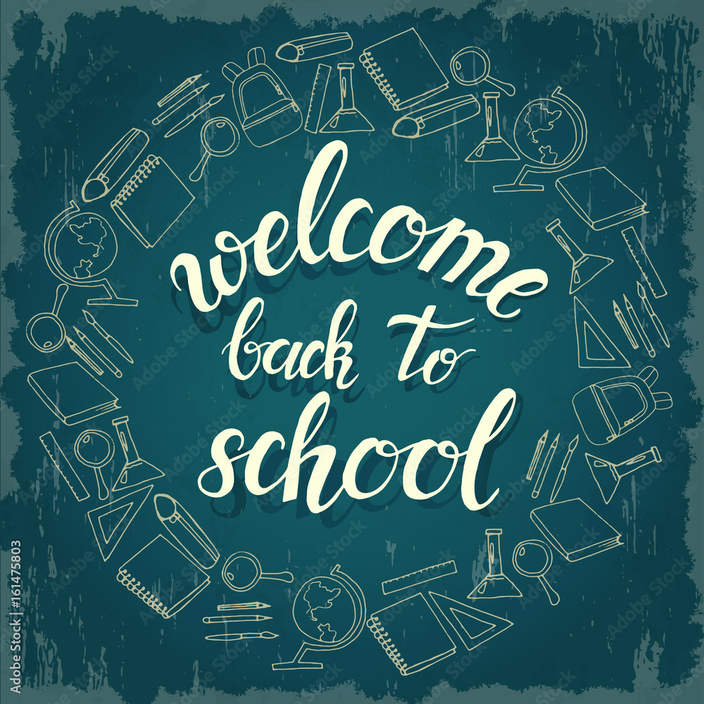 Hand written trendy quote 'welcome back to school Hand written trendy quote 'welcome back to school