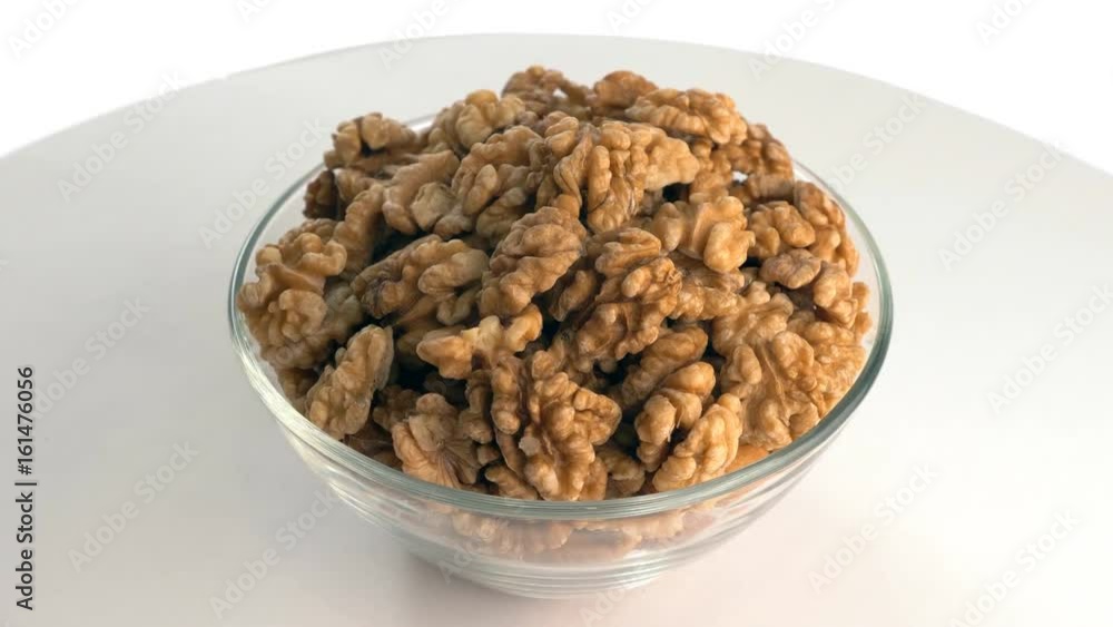 The nut walnut rotates on the turntable.