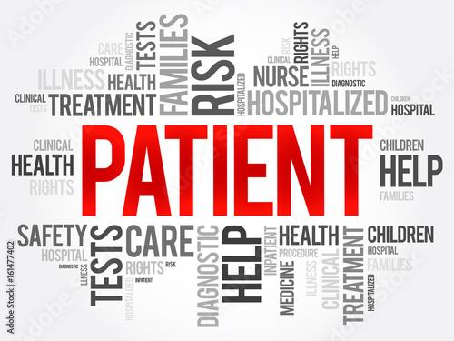 Patient word cloud collage, health concept background