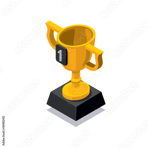 Isometric winner cup vector eps10 icon