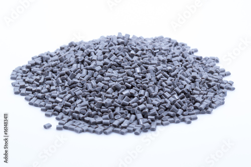 Gray plastic polymer granules.